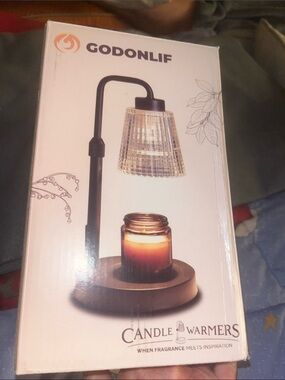 New Black Candle Warmer Lamp with Glass Shade and extra bulbs